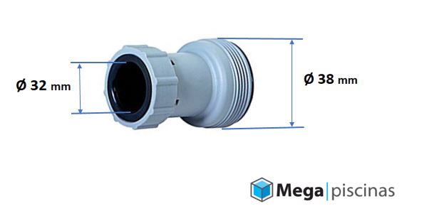 Adaptador de manguera depuradora 38 mm a 32 mm